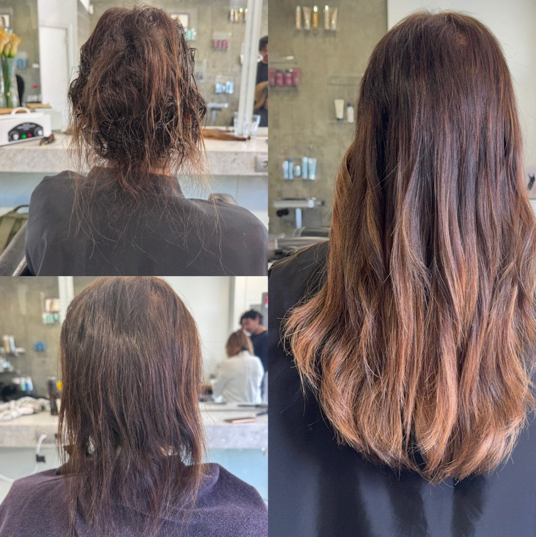 Cabelo escuro, pontas cheias